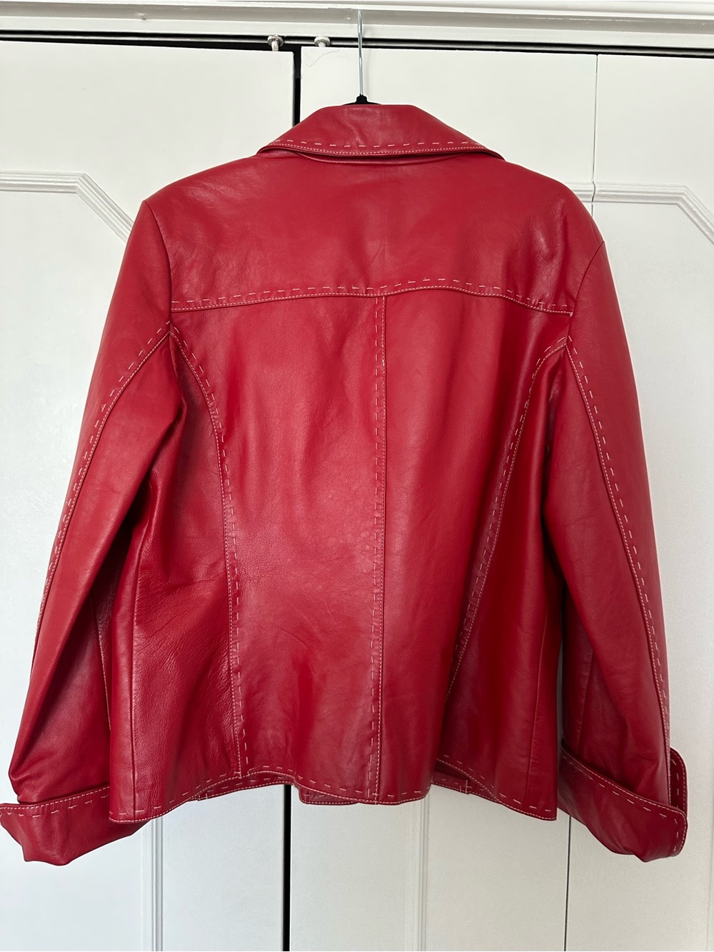 Danier Red Leather Button-Front Jacket - Picture 8 of 11